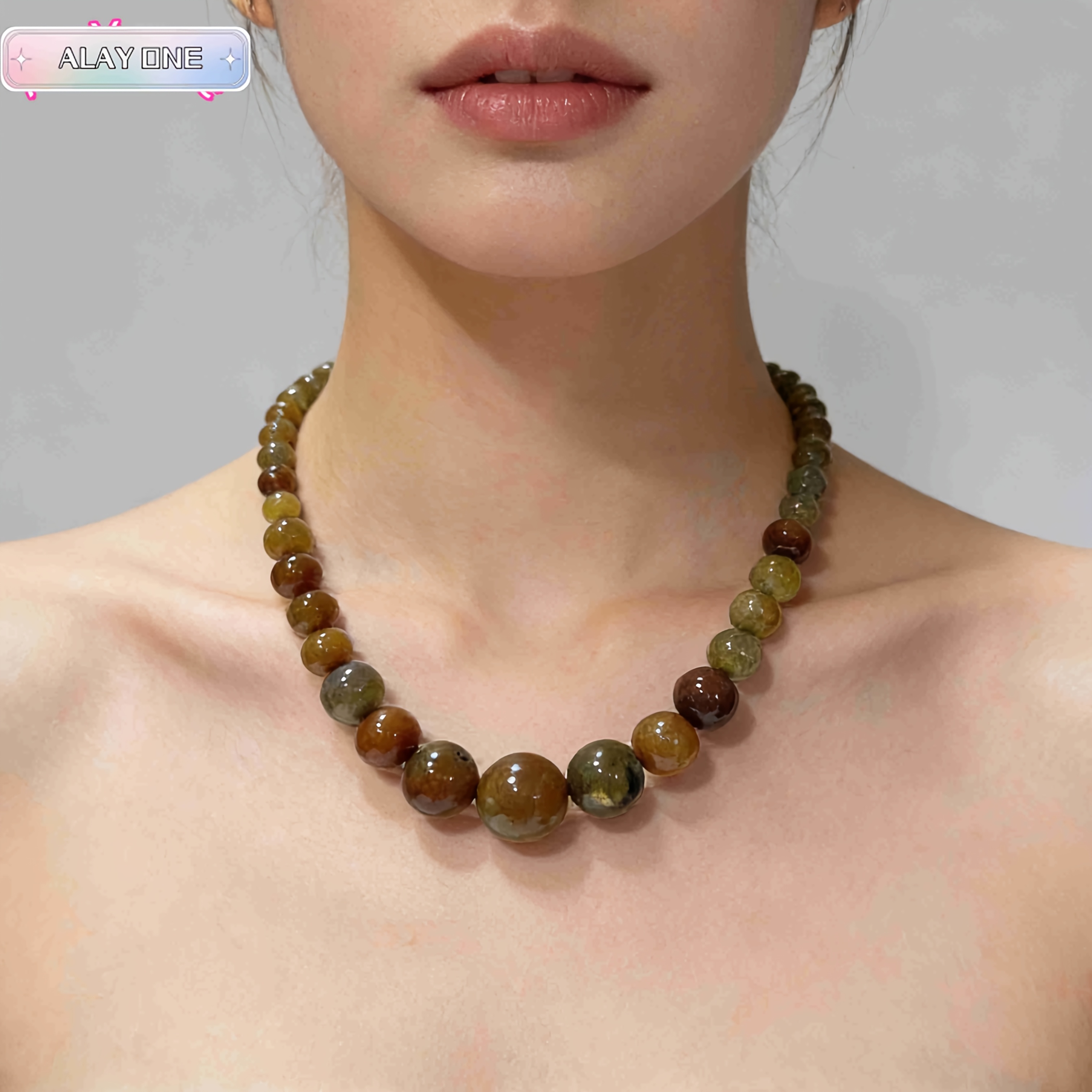 Women's Natural Dragon Vein Agate Irregular Clavicle Chain Necklace